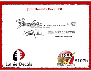 Jimi Hendrix Fender Decal Stratocaster Guitar Decal #107b